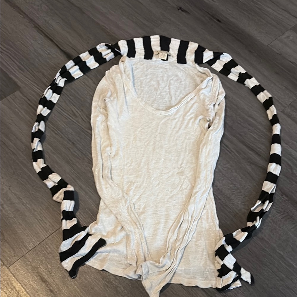 Forever 21 Cream Long Sleeve T-Shirt with scarf attached
